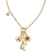 ORIGENCE Charm Necklace for Women Chunky Gold Plated Paperclip Chain Amulet Evil Eye Jewelry Coastal Cowgirl Cowboy Necklace Gold Western Cowboy Hat Boot Necklaces for Women