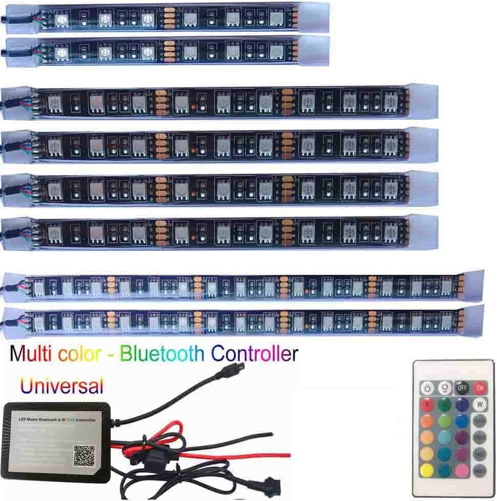 Kingshowstar 8 piece Bluetooth led motorcycle light Motorcycle LED Lights Kit Strip/Multi-Color Accent/Glow LED Strip Lights/Motorcycle LED Flexible Lights Kit Strip with waterproof swtich