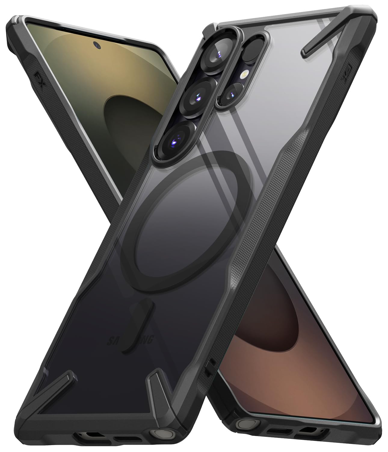Photo 1 of Ringke Fusion-X [Compatible with MagSafe] Compatible with Samsung Galaxy S25 Ultra Case, Non-Slip Pattern Ease of Holding Precise Cutouts for Camera - Magnetic Black