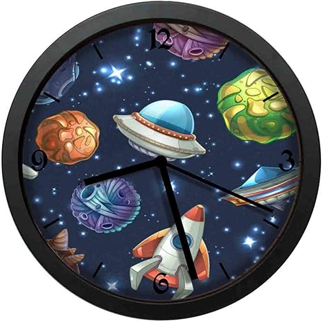BCWAYGOD - Reloj de Pared silencioso con diseño de Cohete de Naves