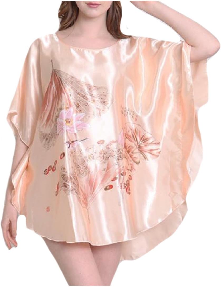 Sexybaby Women's Batwing Sleeve Floral Printed Scoopneck Nightgown
