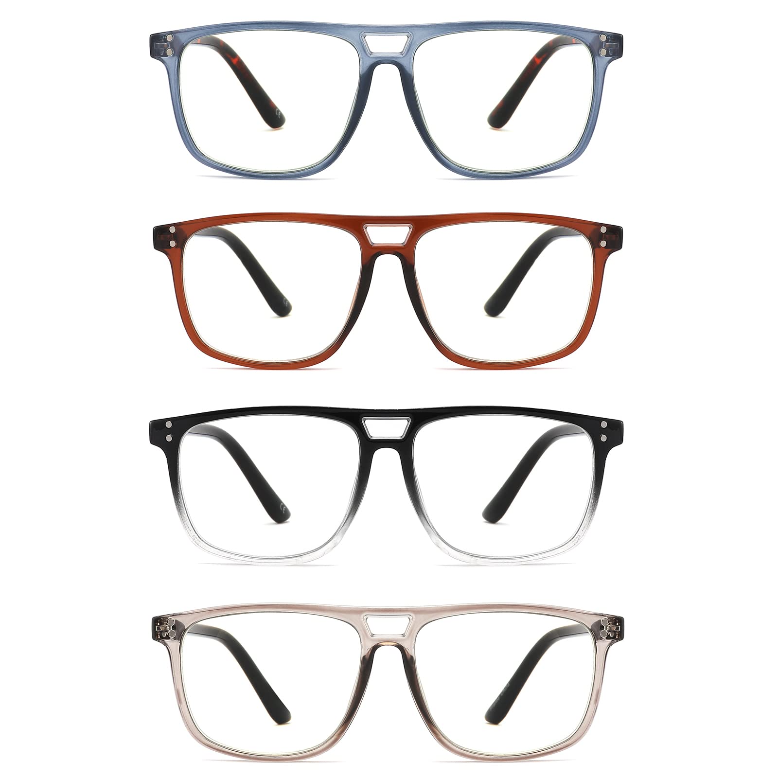 BOSAIL 4 Pack Reading Glasses for Women Men,Blue Light Blocking Readers,Vintage Frame Eyeglasses with Spring Hinges +2.5