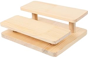 Ipetboom Wood Riser Display Shelf 2-tier Wooden Multipurpose Display Stand for Jewelry Cosmetics