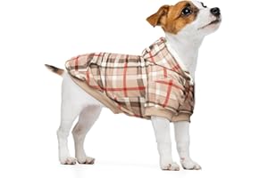 BEAUTYZOO Plaid Dog Hoodie for Small Medium Large Dogs, British Style Soft and Warm Dog Sweater with Leash Hole, Hooded Cold Weather Clothes, Dog Sweatshirt, Outfits, Winter Coat for Puppy Girls Boys