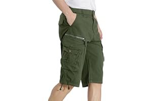 DGWZ Mens Cargo Shorts Elastic Waist Zipper Pocket Stretch Cotton Hiking Casual Camo