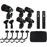 W IN-MIX 7 Piece Wired Dynamic Drum Mic Kit (Whole Metal)- Kick Bass, Tom/Snare &amp; Cymbals Microphone Use for Drums, Vocal, Other Instrument Complete with Thread Clip, Mics Holder