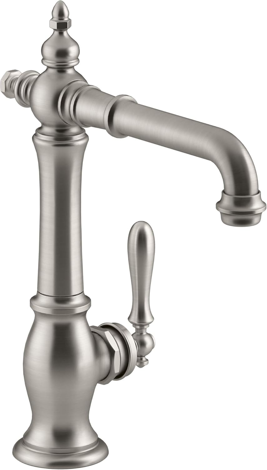 KOHLER K-99267-CP Artifacts Bar Sink Faucet with Victorian Spout Design, Polished Chrome - - 