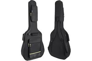 PPOPPO 40/41/42 Inch Acoustic Guitar Bag, 0.35” Thick Padding, 600D Waterproof Nylon, 3 Pockets, Soft Classical Guitar Backpack Travel Case Gig Bag with Neck Fixed Strap & Back Hanger Loop, Black