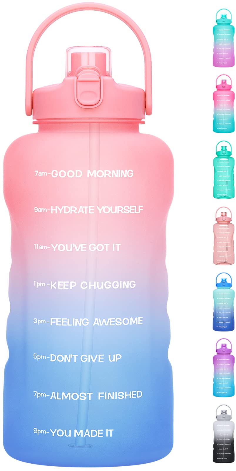Photo 1 of HydroPal 1 Gallon Water Bottles with Straw, 128 oz / 3.8L Water Bottle BPA Free Innovative 2-IN-1 Lid Gym Bottle with Times to Drink Motivational, Large for Sports Fitness Camping Water Jug One Gallon