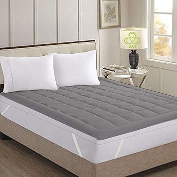 AVI Super Soft 700GSM Mattress Padding/Topper with Hollow Fiber Filling for Comfortable Sleep - Grey (72x78)