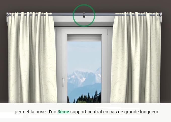 1 Support Sans Perçage Geko Pour Tringle à Rideaux Diamètre 28 Mm Spécial Caisson De Volet Roulant à Rainure Colori Blanc