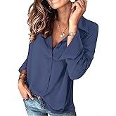 ARJOSA Women's Long/Short Sleeve Button Down Shirts Office Work Business Casual Blouses Tops