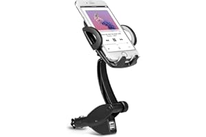 3-in-1 Car Mount Holder Cradle, Extra Cigarette Lighter Power Outlet Mount Phone Holder Compatible with Most of Cell Phones A