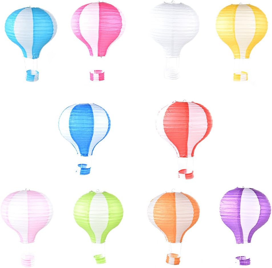 LianLe 10 PCS Hot Air Balloon Paper Lantern Wishing Lanterns Birthday Wedding Party Decor Gift