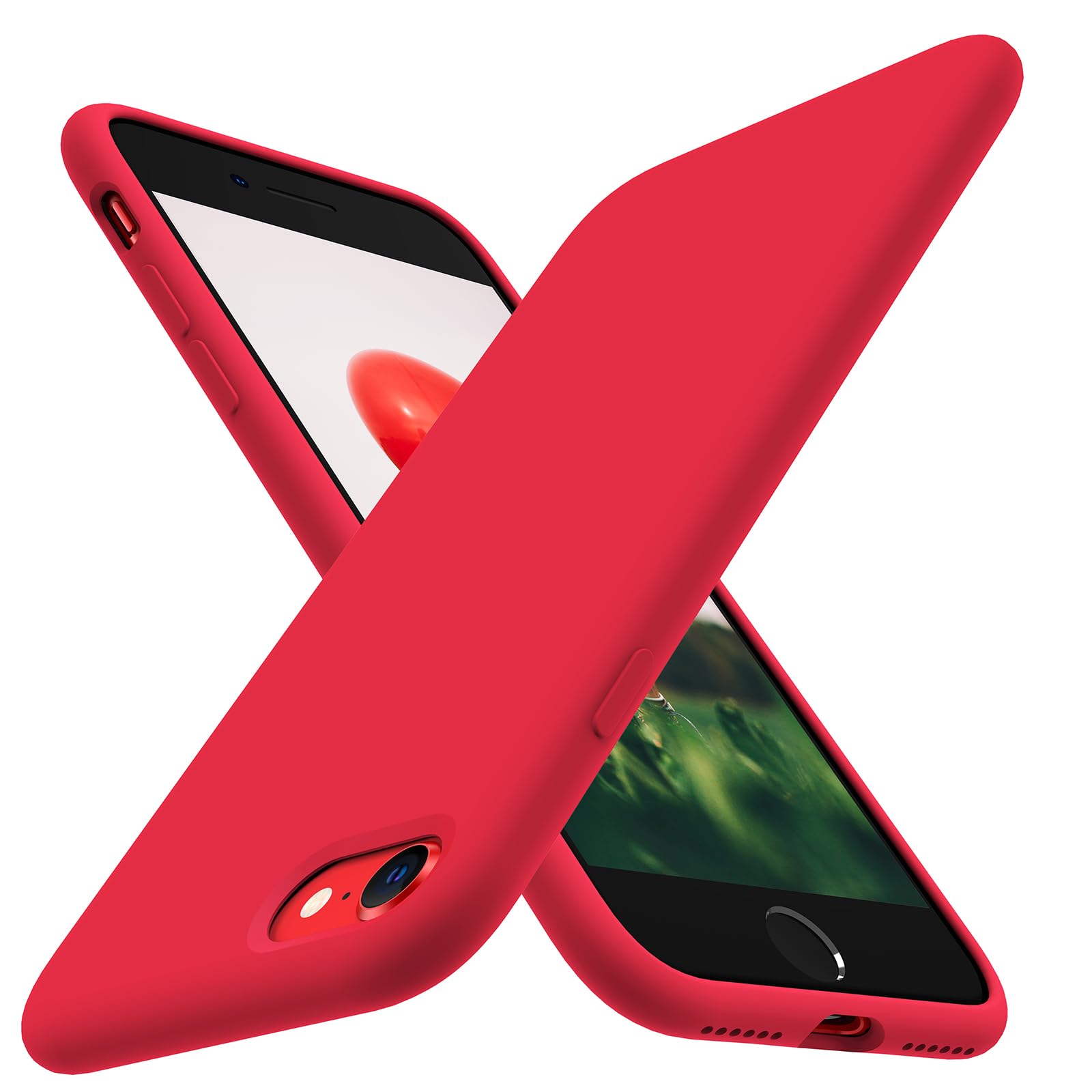 TOCOL Silicone for iPhone SE Case, Liquid Silicone Multi-Color Slim Silky-Soft Touch Anti-Scratch Shockproof Protective Phone Cover, Red