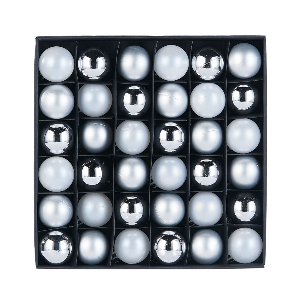 WeRChristmas Baubles, White & Silver, 3 cm