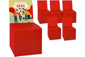 Uniclife 6 Pack Ballot Box with Slot 6" x 6" x 6" Suggestion Box Raffle Boxes Donation Boxes for Fundraising Red Cardboard Boxes with Removable Header for Business Voting Collecting Card Contest
