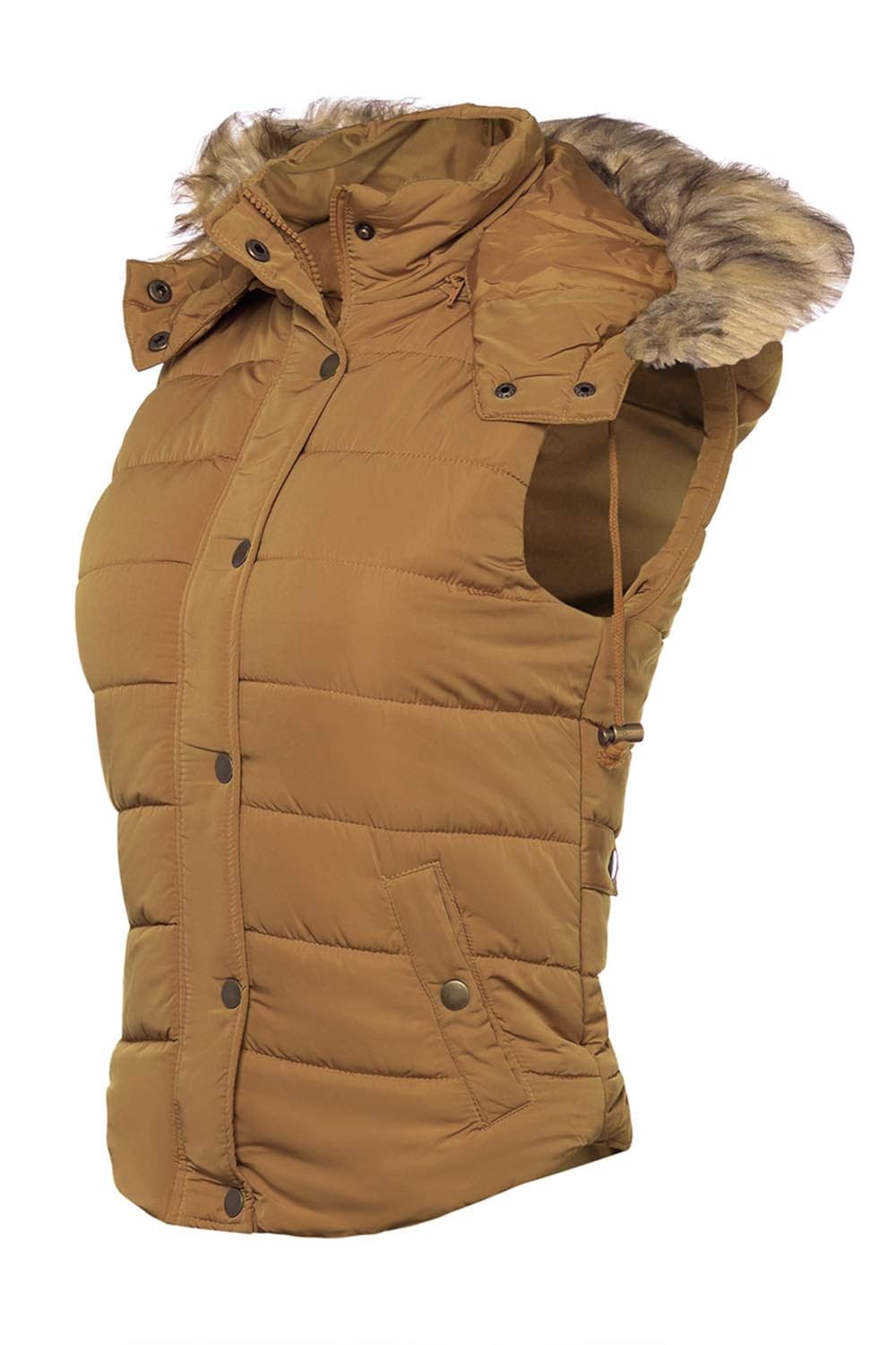 Sleeveless Outwear Jacket FASHION BOOMY Womens Hooded Padding Puffer
