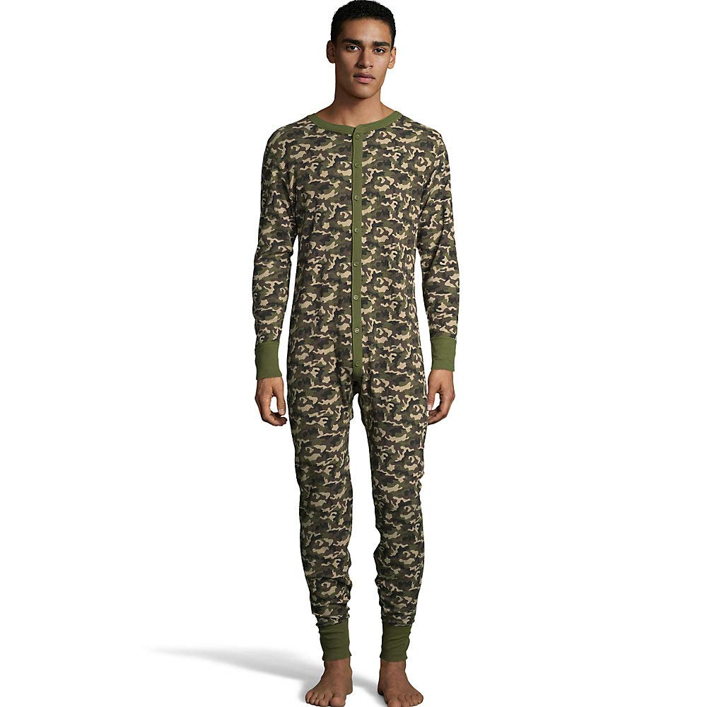 Union Suits Hanes Mens Camo Waffle Knit Thermal Union Suit Clothing