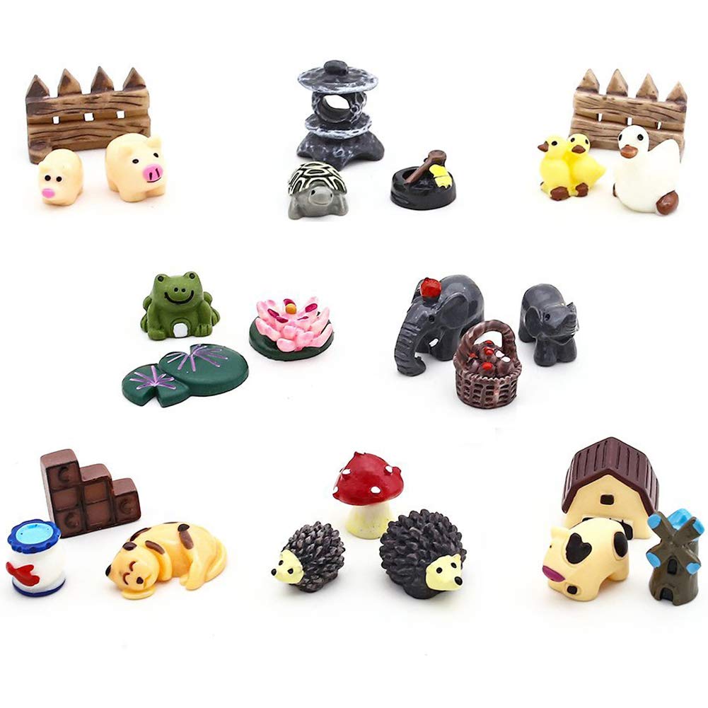VGoodall 24 pcs Miniature Garden Ornaments, Fairy Garden Animals for Dollhouse Plant Pot, Home Decoration