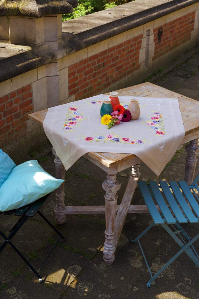 Vervaco Embroidery Kit: Tablecloth: Violets, NA, 80 x 80cm