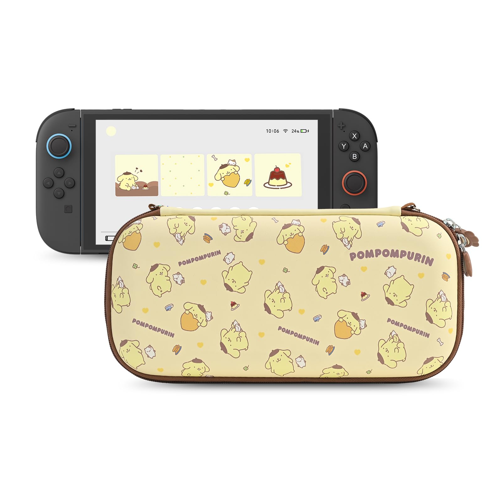 Kuitmor Carrying Case Compatible with Switch 2 (2025) 7.9 Inch, Hard-Shell Slim Travel Case with 12 Game Card Slots for Switch 2 Console and Accessories, Candy Party (Yellow)