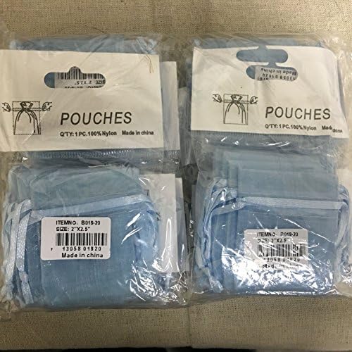 100 Pieces Light Blue 2"x 2 1/2" Organza Bags | One day huge sale only
