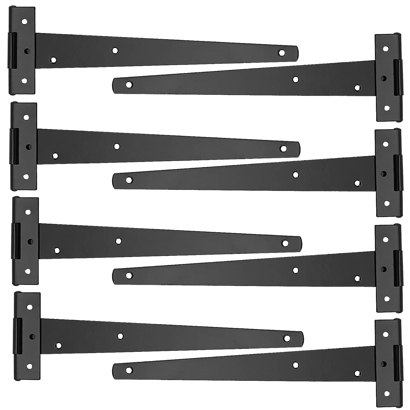 KOHAND 8 Pack T Strap Hinges - 12 Inch, Black Metal Gate & Barn Door Hinges with Screws for Wood, Fence, Garage, Windows