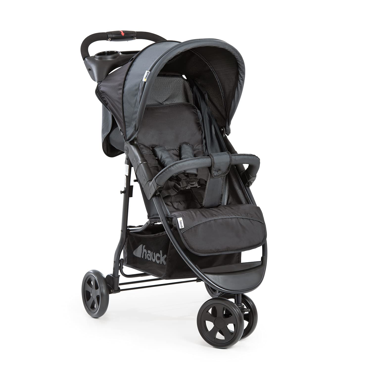 hauck Citi Neo II, Grigio Scuro - Passeggino Leggero 3 Ruote con Vassoio e Portabibite, Grande Cesto Portaoggetti, Schienale Reclinabile per Bambini dalla Nascita fino a 22 kg, Chiusura con una Mano