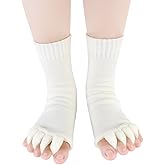 Hithop Yoga Five Comfy Toes Foot Alignment Socks Toe Spacer Relaxing (White, 1 Pair)