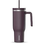 Hydrapeak Voyager 40 Oz Stainless Steel Tumbler with Handle, Insulated Water Bottle With Straw & Lid, Cupholder Friendly Reusable Travel Mug (Midnight Plum)