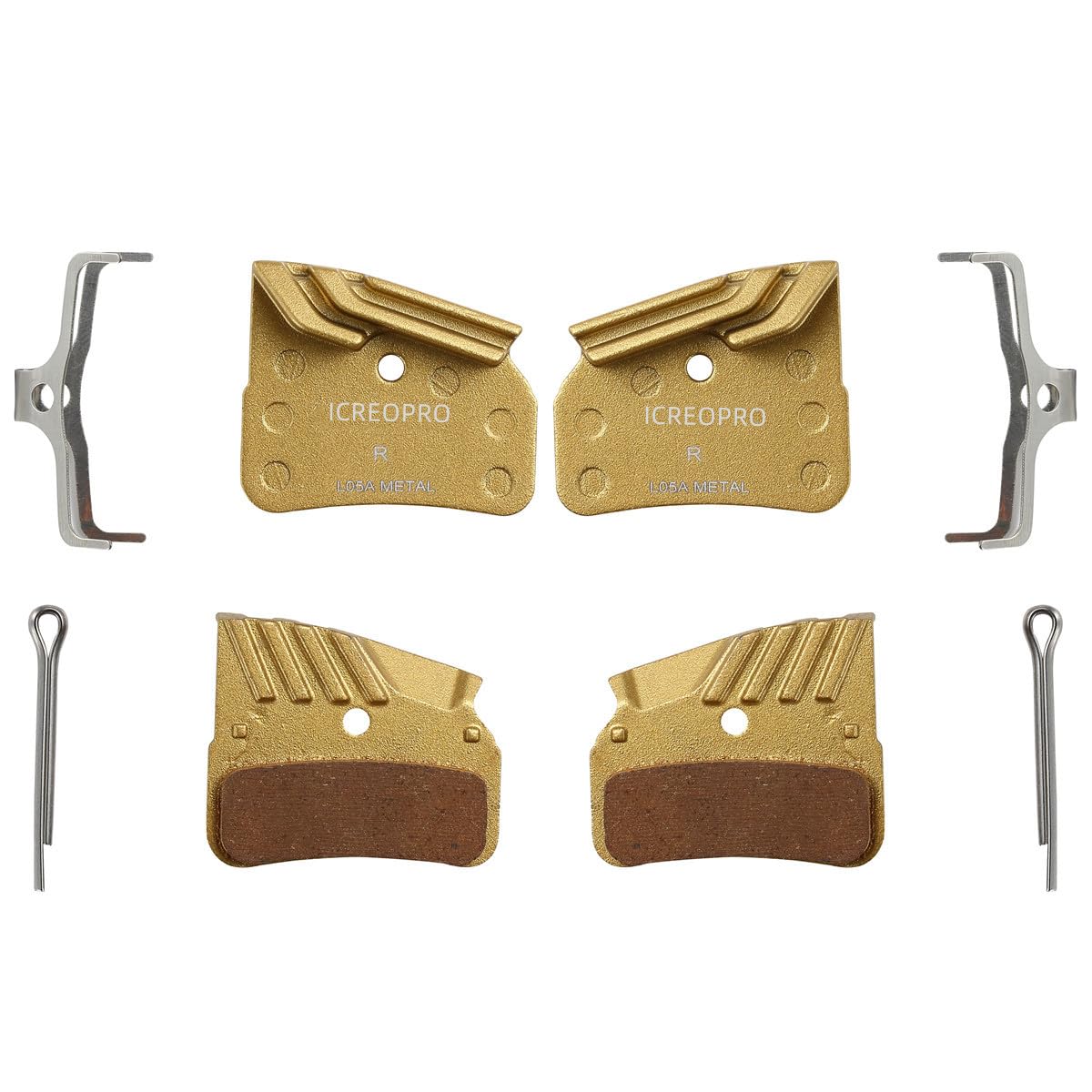 Disc Brake Pads with Cooling Fin, 2Pair Bicycle Brake Pads for Shimano BR-M9120, BR-M8120, BR-M7120 (Metal)