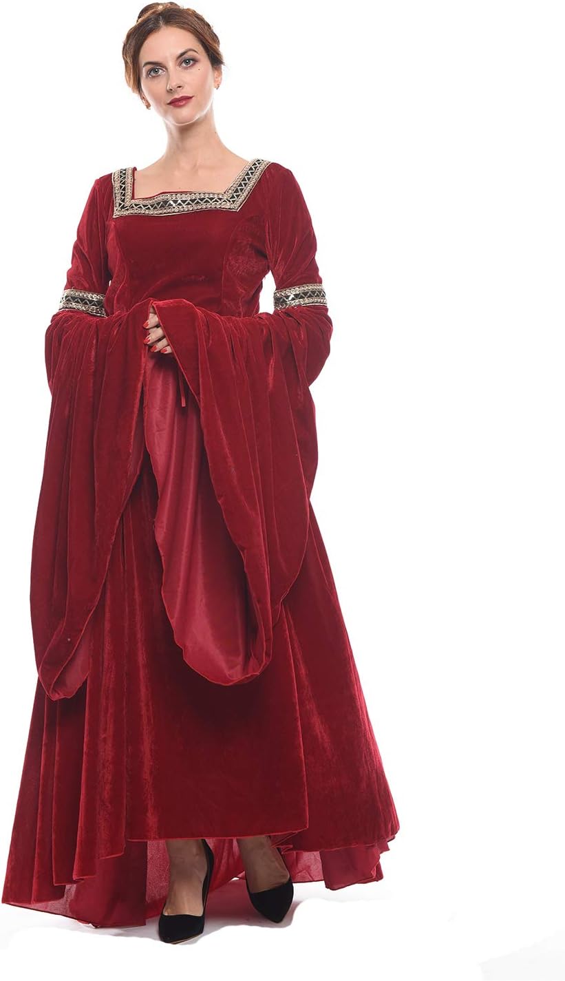 Womens Medieval Victorian Costume Dress Renaissance Asymmetric Fancy Dresses