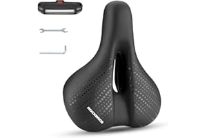 ROCKBROS Comfort Bike Seat Cushion Gel, Wide & Breathable, Waterproof Padded Saddle for Men and Women, Fits Exercise, Station