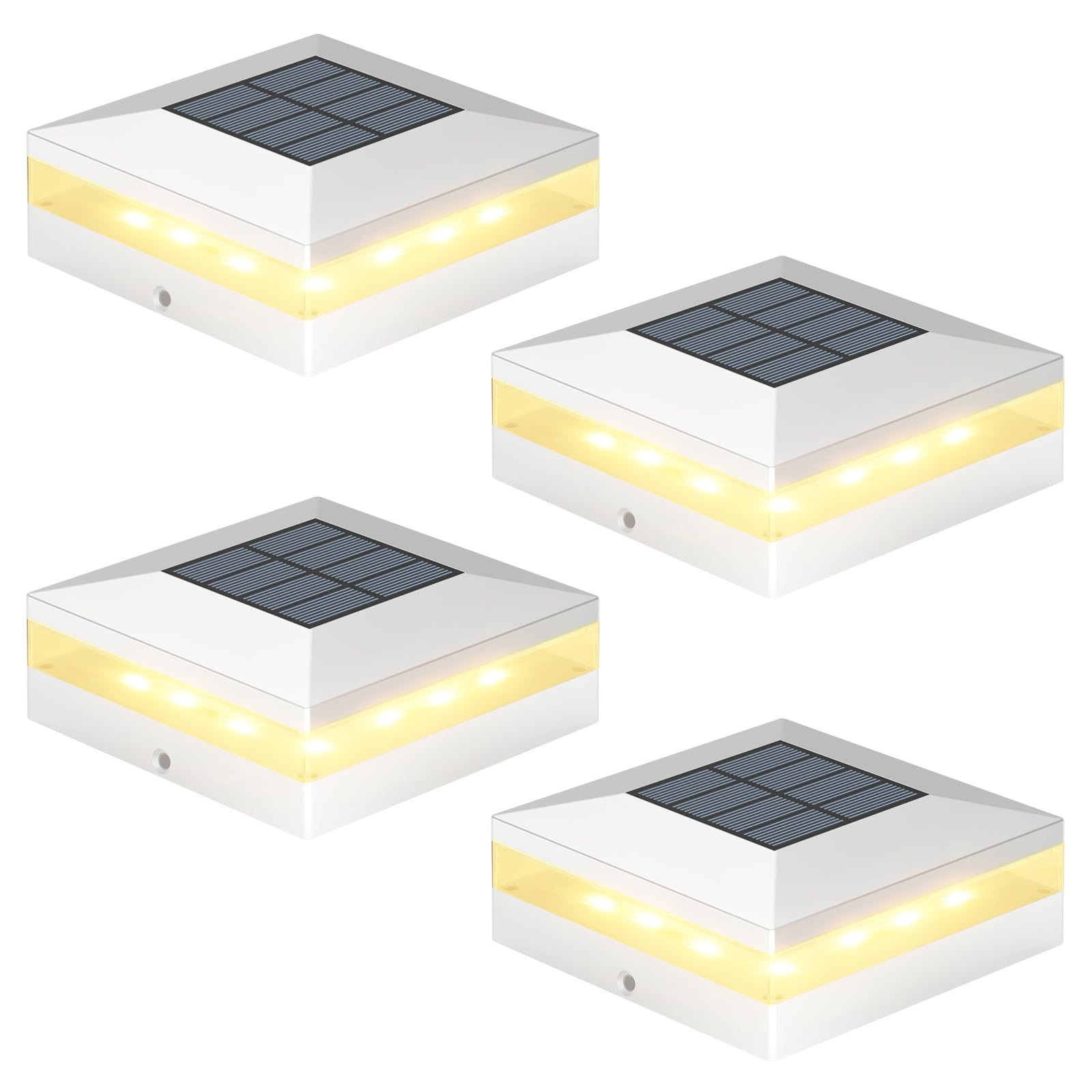Photo 1 of Viewsun 4x4 Solar Post Cap Lights, 4 Pack 3 Color Modes Fence Post Solar Lights Outdoor, Waterproof Solar Powered with 72 LEDs, Decorating for Fence, Deck, Garden