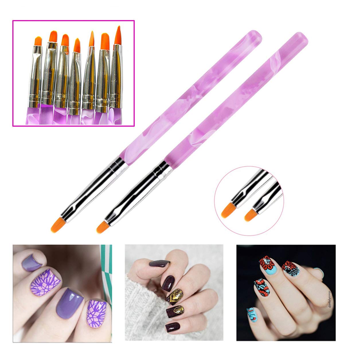 Kalolary 13PCS Uv Gel Nail Brush, Nail Art Tips Builder Brush Poly Extension Gel Brush Nail Painting Brush Nail Art Dust Remover Brushes Powder for Nail Salon Home Use Gift for Women Girl: Beauty