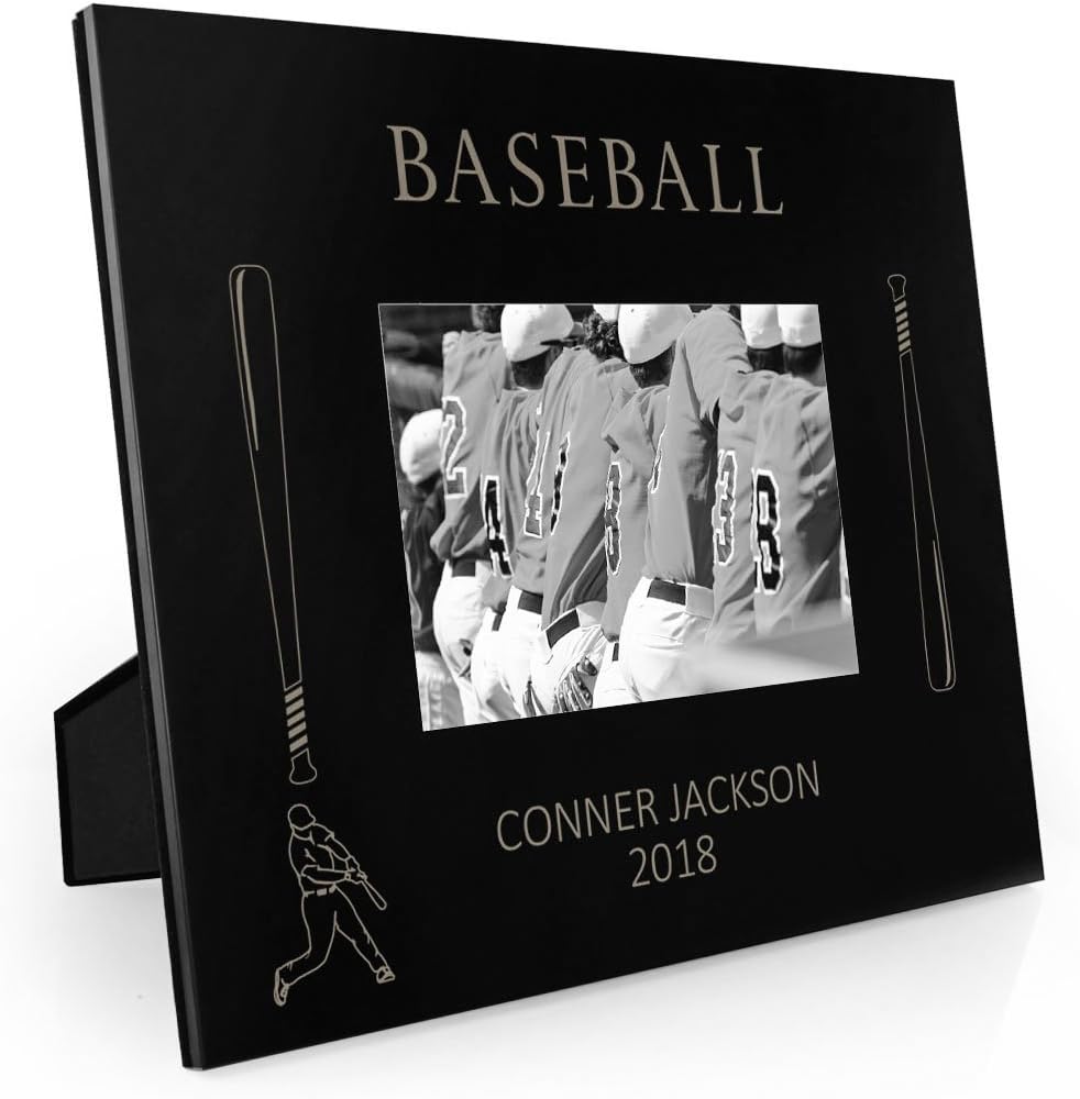 Personalized Baseball Bats Frame Engraved Baseball Picture Frame by ChalkTalk