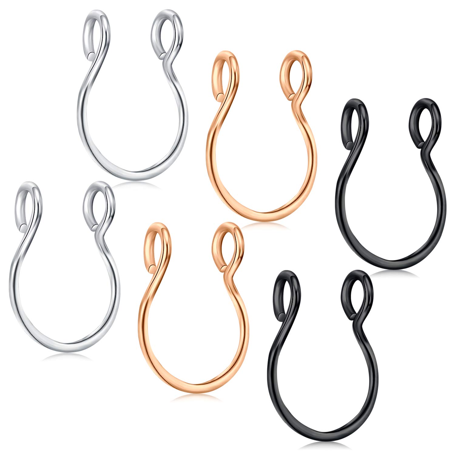 AceFun Fake Septum Nose Ring Face Nose Hoop Nose Ring Non Pierced Clip Small Helix Tragus Earrings Hoop Moon Faux Body Piercing Jewelry for Women Men