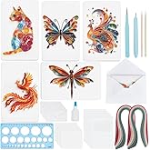WEBEEDY 20 Sets DIY Animal Quilling Cards Kit for Adults 5 Styles Cat,Butterfly,Dragonfly Quilling Card Making with Blank Cards,Strips,Quilling Tool and Instruction Thanksgiving Christmas Wedding Gift