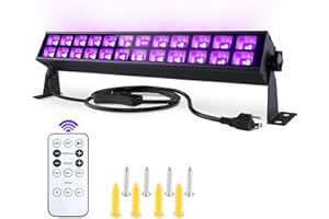NEWREACH 60W Black Light Bar with Remote, 72LED 3 Light Mode Timer Adjust Brightness Flood Blacklight, Light Up Over 1000sq.ft for Glow Neon Party, Halloween, Fluorescent Display, Christmas