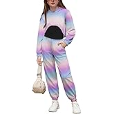 Arshiner 3 Piece Girls Jogger Set Sweatsuits Crop Sweatshirt Hoodie Adjustable Cami Top and Sweatpants