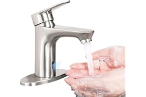 GOESMO Touchless Bathroom Faucet 1 Hole or 3 Hole, Automatic Sensor Water Fauct, Adjustable Hot & Cold Temperature & Water Flow, Metal Brushed Nickel Bath Faucet 29110/BN