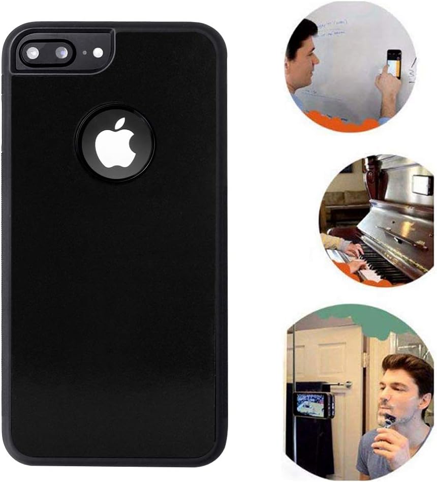 Anti Gravity iPhone 7 Plus Case, iPhone 8 Plus Case, Sticky Selfie Suction Black Anti Gravity Case for iPhone 7P/8P Magic Nano Stick on Smooth Surface Gravity Case with Dust Proof Film