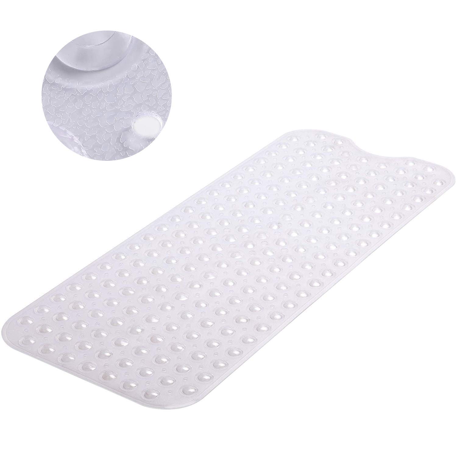 MASS DYNAMIC Extra-Long Non-Slip Bath Mat – 100x40cm Transparent Clear Shower Mat with 200 Suction Cups & 176 Drain Holes, Anti Mould, Machine Washable, BPA-Free, Safe for Kids, Elderly & Pets