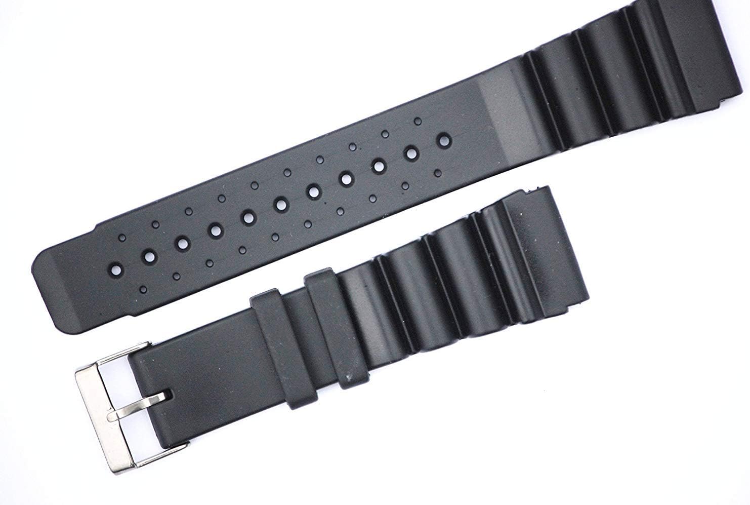 Time Bandit24mm Black Rubber Divers Watch Strap >>> Size 24mm