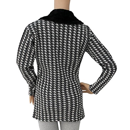 matelco women's woollen printed coat with velvet collar