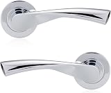 XFORT Polished Chrome Warped Lever On Rose Door Handles Pair view 7