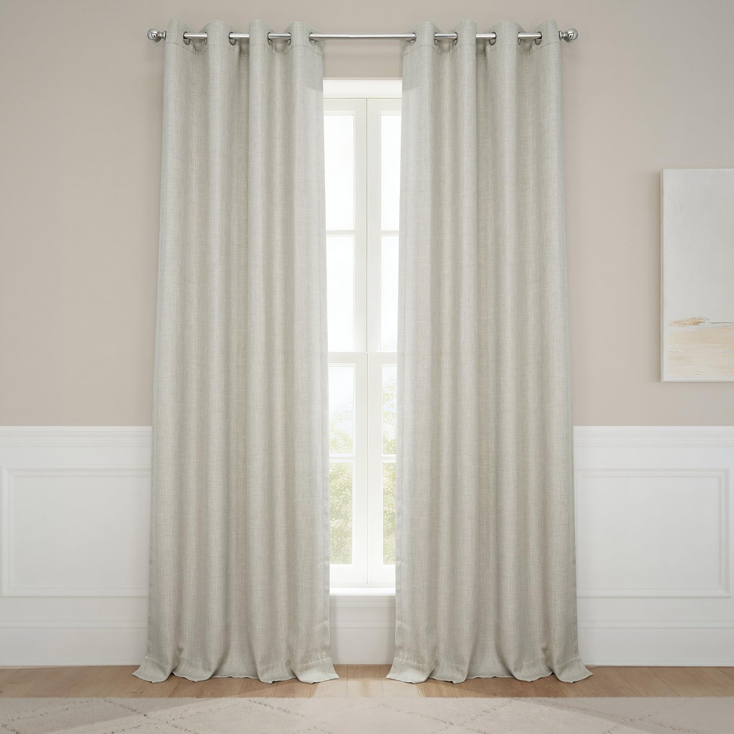 HPD Half Price Drapes Grommet Linen 120 Inches Long Darkening Curtains for Bedroom & Living Room (1 Panel), 50W x 120L, Oatmeal, Polyester Blend, 50" W x 120" L (Pack of 1)