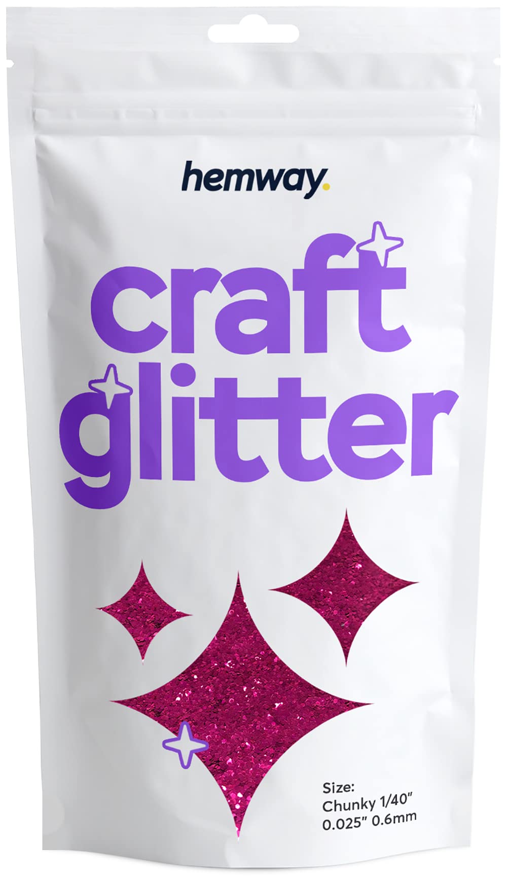 Hemway Craft Glitter Dark Rose Pink 100g Chunky Glitter for Crafts, Resin, Cosmetic, Nail, Face, Body, Festival, Tumblers, Art, Candle, Crafting