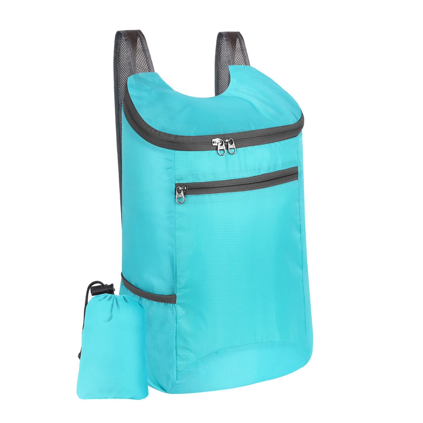 Beaface Foldable Backpack Waterproof Lightweight, Small Backpacks Foldable Rucksack for Travel, Packable Folding Backpack for Men Women Outdoor Hiking Walking Camping Biking (Light Blue)